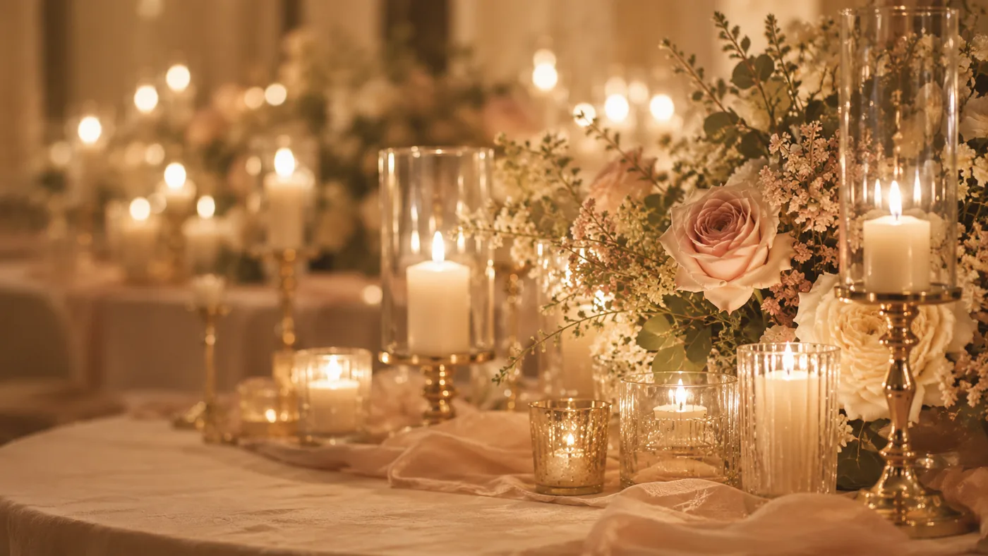 Wedding candles and florals